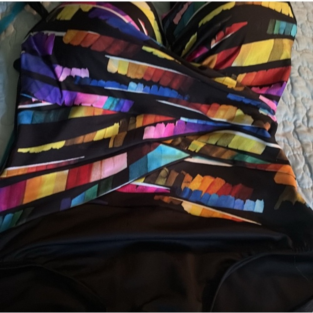 NWT Miraclesuit Colorful Striped Swimsuit - Picture 7 of 8